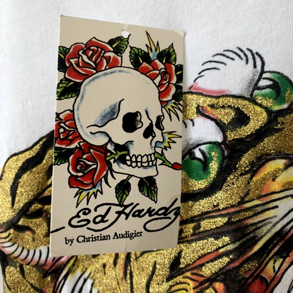 Ed Hardy White Tiger Graphic Tee - Picture 7 of 14